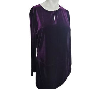 Lauren Ralph Lauren Medium blouse top tunic velvet keyhole button crew neck